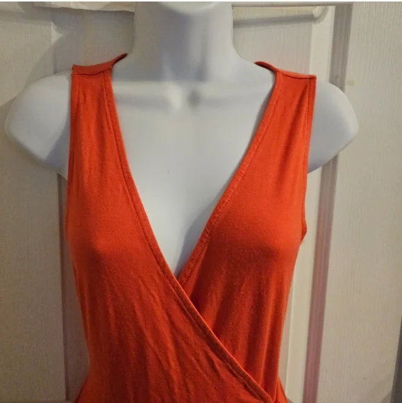 Elegant Orange Long Wrap Dress - Picture 3 of 9